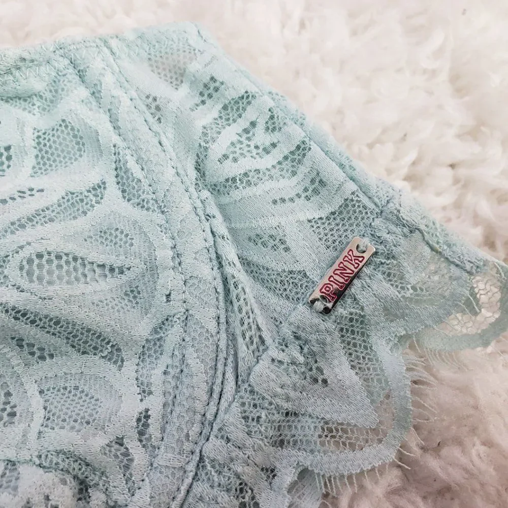 VS The Date Blue Light Lace Mesh Unlined Bralette